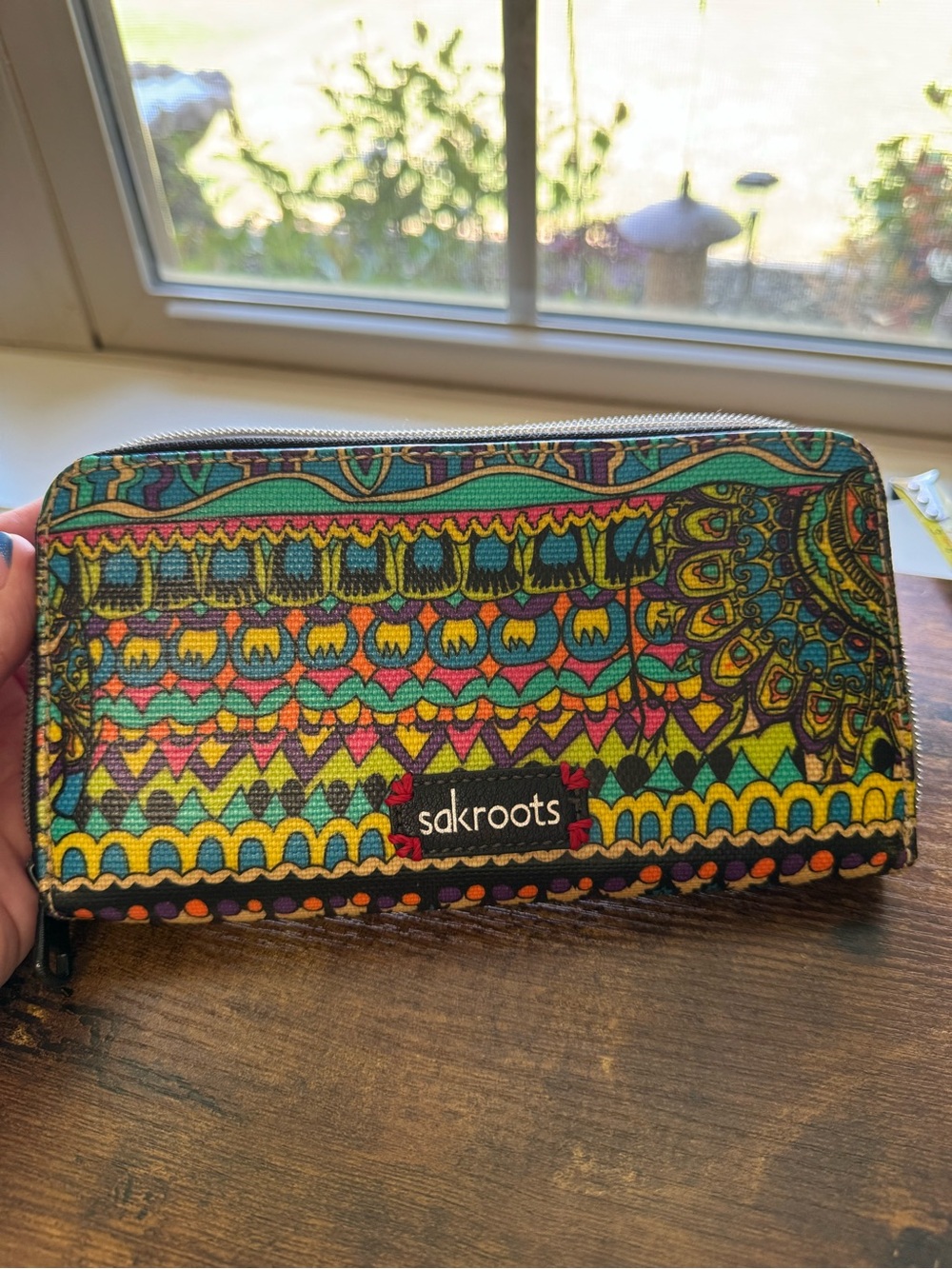 Sakroots Artist Circle Large Zip-Around Wallet - Tribal / Boho Elephant Print